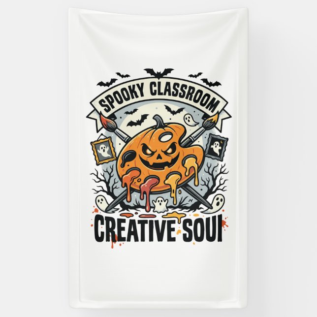 Halloween Art Teacher Spooky Classroom Banner (Vertical)