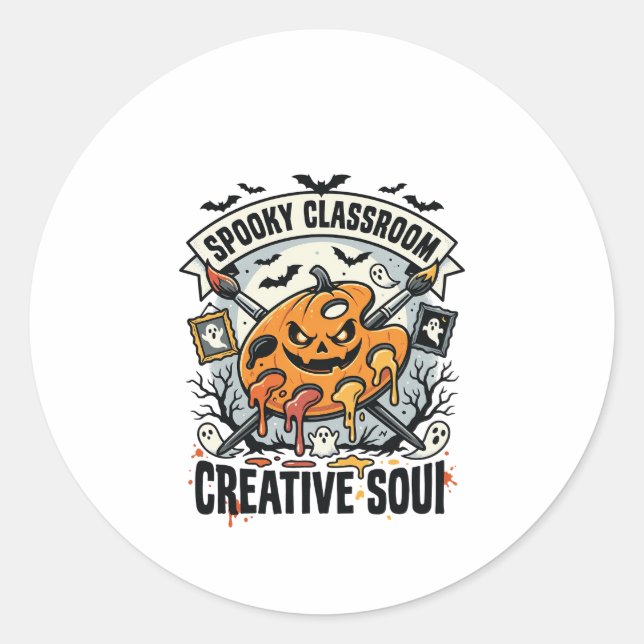 Halloween Art Teacher Spooky Classroom Classic Round Sticker (Front)