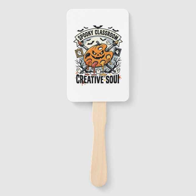 Halloween Art Teacher Spooky Classroom Hand Fan (Front)