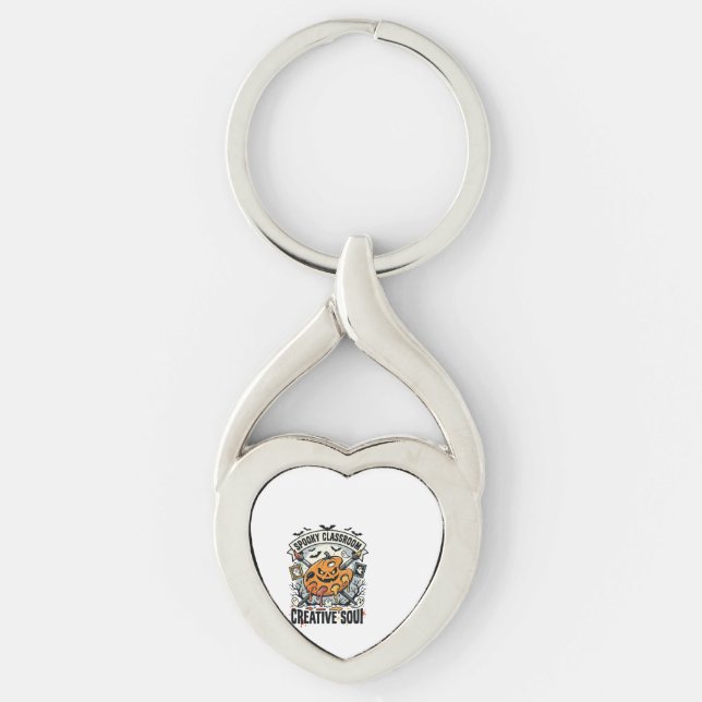 Halloween Art Teacher Spooky Classroom Key Ring (Front)