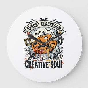 Halloween Art Teacher Spooky Classroom Large Clock