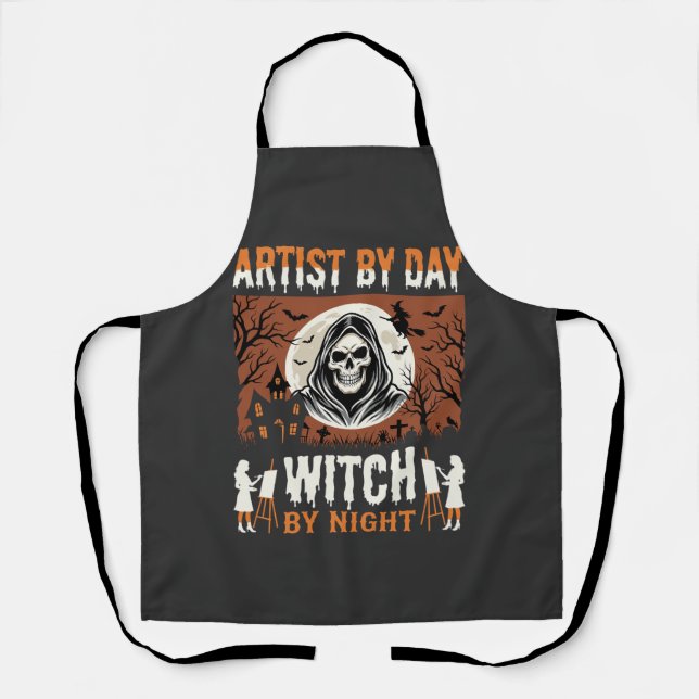 Halloween Artist by Day Witch by Night Design Apron (Front)