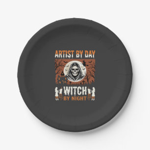 Halloween Artist by Day Witch by Night Design Paper Plate