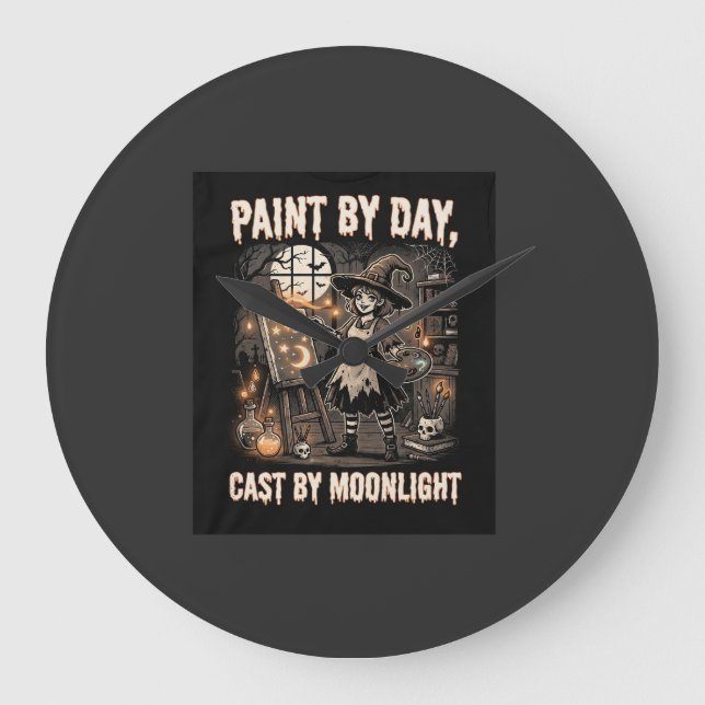 Halloween Artist Witch Magic Large Clock (Front)