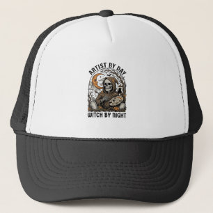 Halloween Artist Witch Vintage Engraving Art Tee_1 Trucker Hat