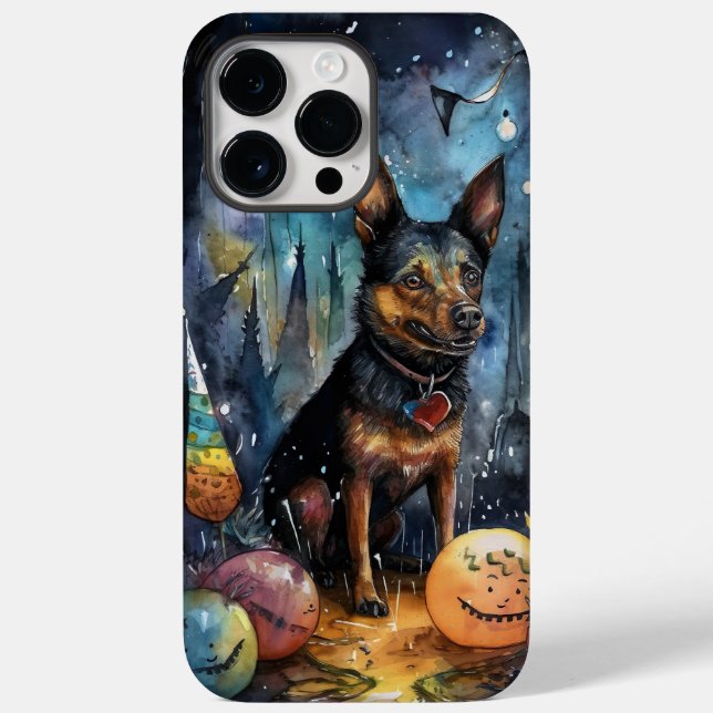 Halloween Australian Kelpie With Pumpkins Scary Case-Mate iPhone Case (Back)