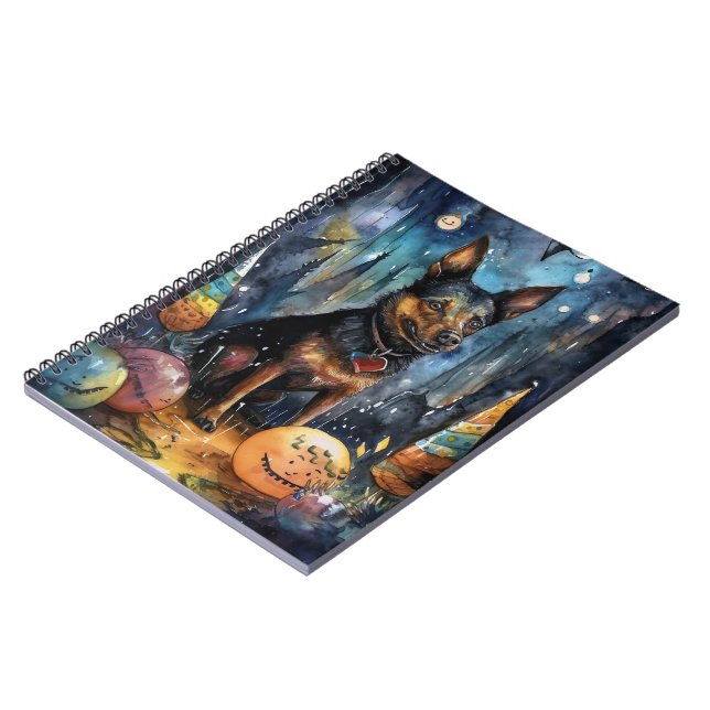 Halloween Australian Kelpie With Pumpkins Scary Notebook (Left Side)