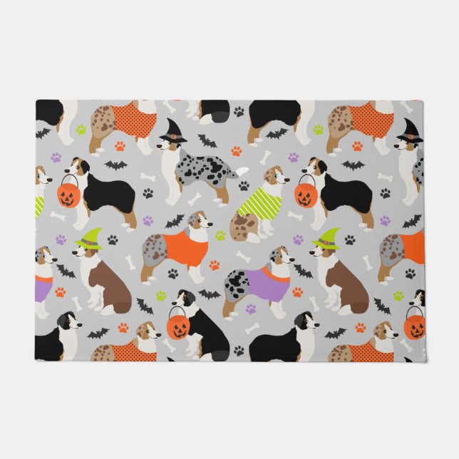 Halloween Australian Shepherd Doormat (Front)