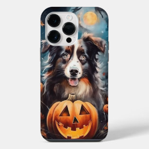 Halloween Australian Shepherd With Pumpkins Scary iPhone 14 Pro Max Case