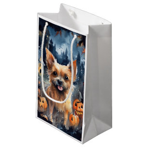 Halloween Australian Terrier With Pumpkins Scary Small Gift Bag