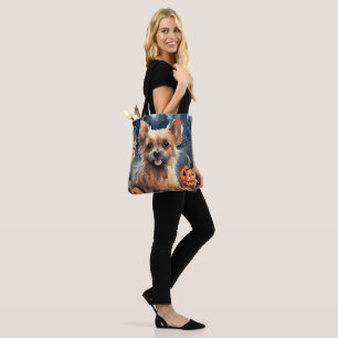 Halloween Australian Terrier With Pumpkins Scary  Tote Bag