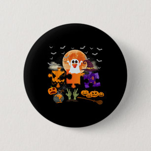 Halloween Autism Awareness Spooky Puzzle Design Fo 6 Cm Round Badge