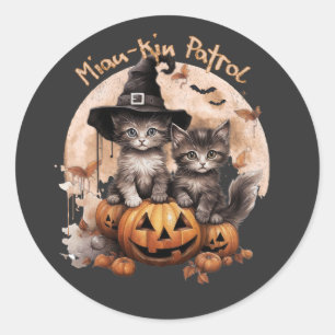 Halloween autumn cats- Miau-kin Patrol Classic Round Sticker