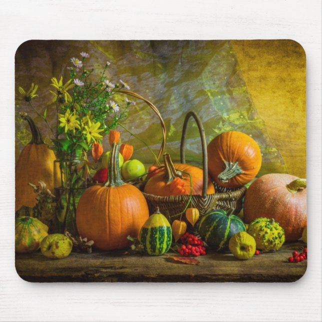 Halloween Autumn Fall Pumpkin Setting Table Mouse Pad (Front)