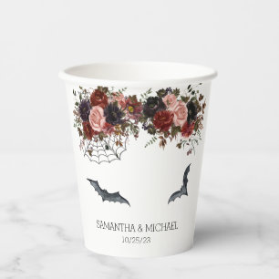 Halloween Autumn Floral Wedding Watercolor Flower Paper Cups