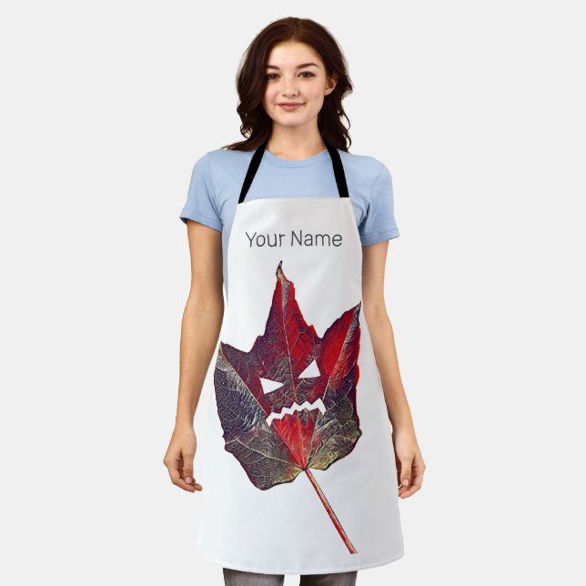 Halloween Autumn Foliage Leaf Fall Thanksgiving Apron (Worn)