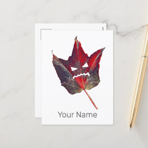 Halloween Autumn Foliage Leaf Fall Thanksgiving Holiday Postcard