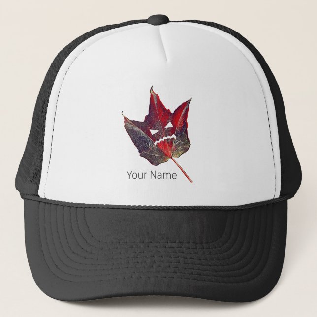 Halloween Autumn Foliage Leaf Fall Thanksgiving Trucker Hat (Front)