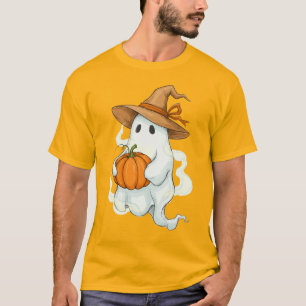 Halloween Autumn Ghost with Pumpkin T-Shirt
