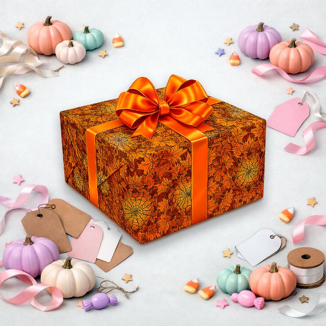 Halloween Autumn Leaf Pattern Design Wrapping Paper (Creator Uploaded)