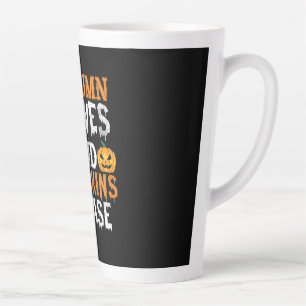 Halloween Autumn Leaves And Pumpkins Birthday Latte Mug