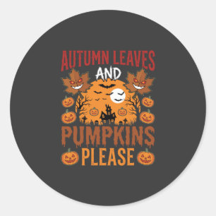 Halloween Autumn Leaves and Pumpkins Spooky Vector Classic Round Sticker