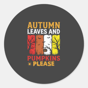 Halloween Autumn Leaves and Pumpkins Vintage Desig Classic Round Sticker
