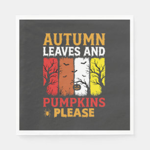 Halloween Autumn Leaves and Pumpkins Vintage Desig Napkin
