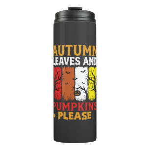 Halloween Autumn Leaves and Pumpkins Vintage Desig Thermal Tumbler