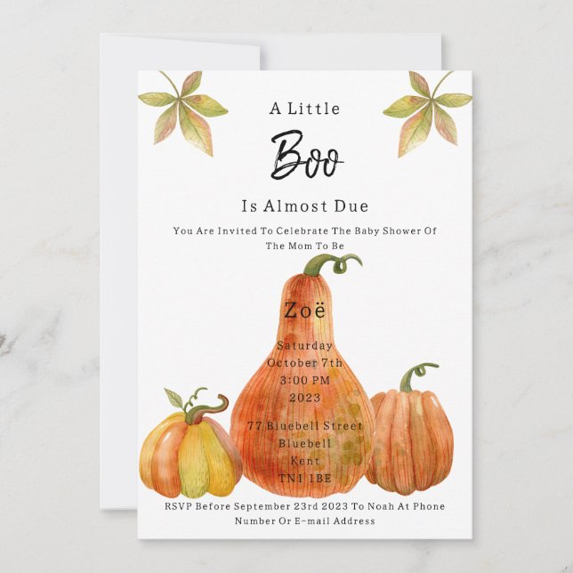 Halloween Autumn Pumpkin Babyshower Invitation (Front)
