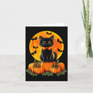Halloween Autumn Spooky Season Bow Black Cat Card