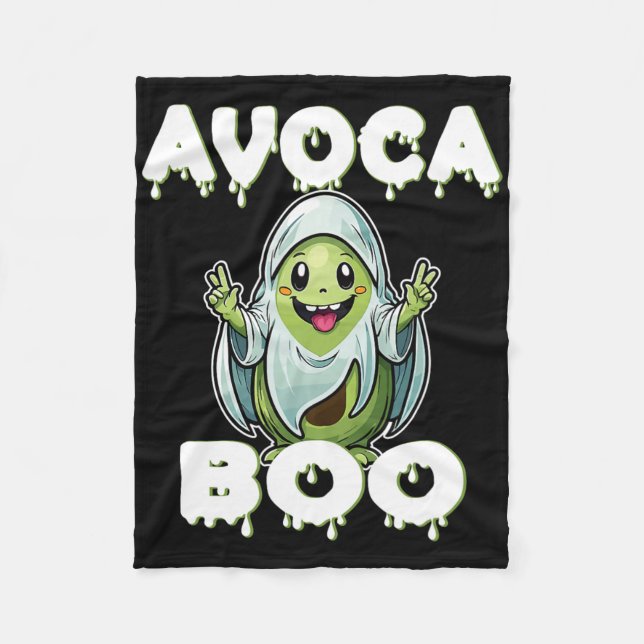 Halloween Avocado Pun Ghost Costume Funny Veggie A Fleece Blanket (Front)