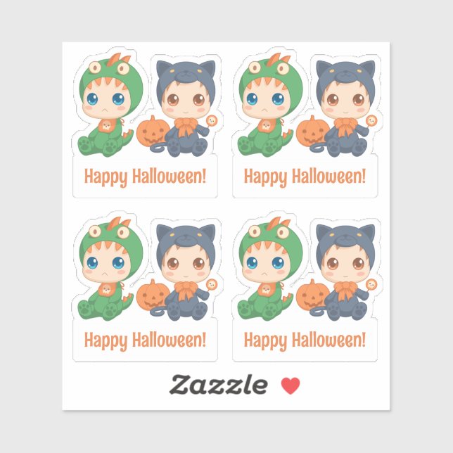 Halloween Babies Black Cat Dragon Custom Text 4 (Sheet)