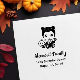 Halloween Baby Black Cat Costume Family Address Rubber Stamp