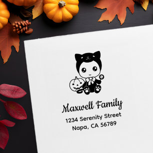 Halloween Baby Black Cat Costume Family Address Self-inking Stamp