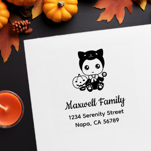 Halloween Baby Black Cat Costume Family Address Self-inking Stamp