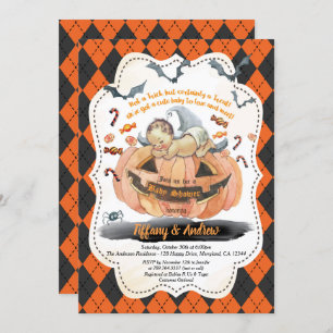 Halloween baby boy shower invitation. Boy / girl Invitation