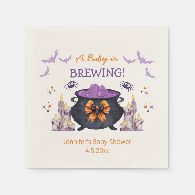  halloween baby brewing baby shower cute napkin (Front)