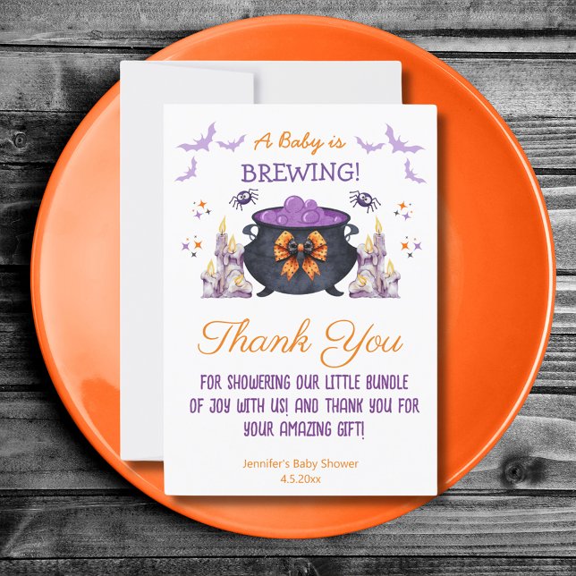 halloween baby brewing baby shower cute thank you card (Creator Uploaded)