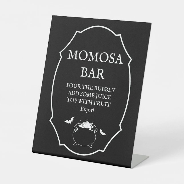 Halloween Baby Brewing Baby Shower Momosa Bar Pedestal Sign (Front)