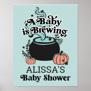 Halloween Baby Brewing Baby Shower Welcome Sign