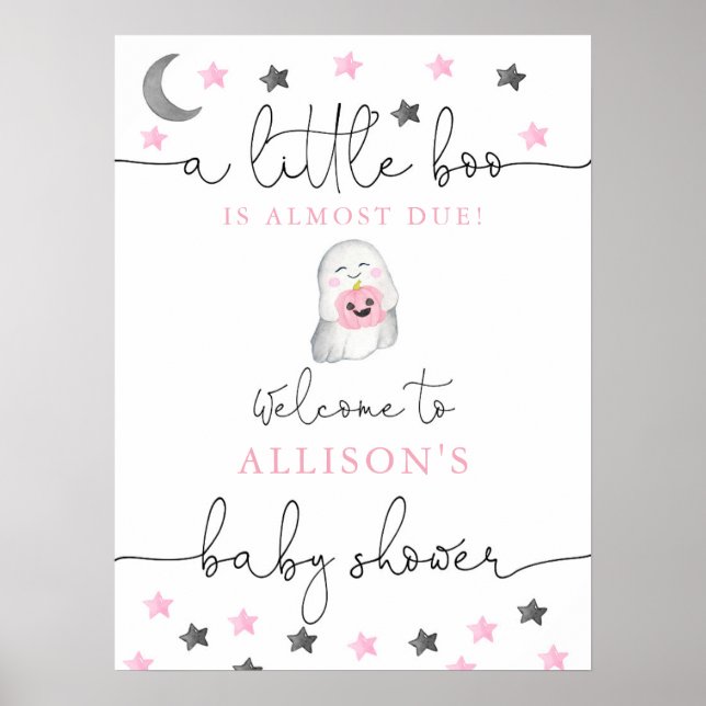 Halloween baby girl ghost baby shower welcome sign (Front)