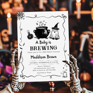 Halloween Baby is Brewing Baby Shower Invitation