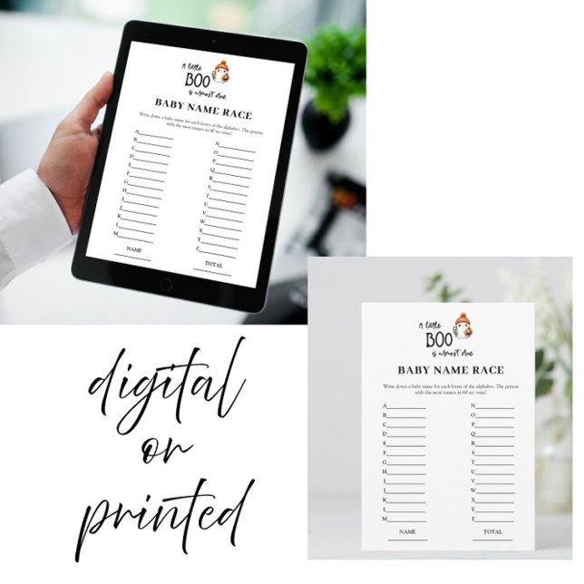 Halloween Baby Name Race Baby Shower Game Card (Creator Uploaded)