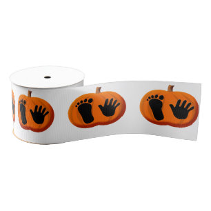 Halloween Baby Pumpkin Prints Grosgrain Ribbon