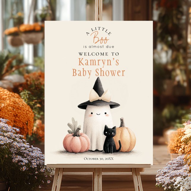 Halloween Baby Shower A Little Boo Is Due Welcome Poster (Creator Uploaded)