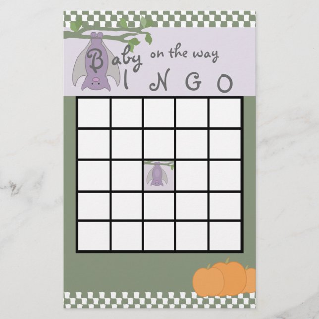 Halloween Baby Shower Bingo (Front)