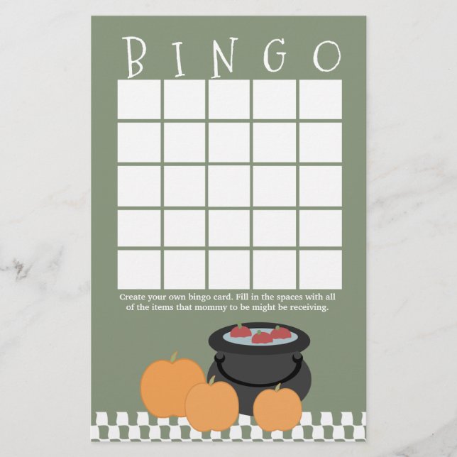 Halloween Baby Shower Bingo (Front)