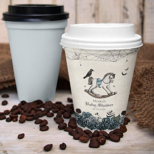 Halloween Baby Shower Blue Spooky Rocking Horse Paper Cups