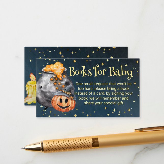 Halloween baby shower book request enclosure card (Front/Back In Situ)